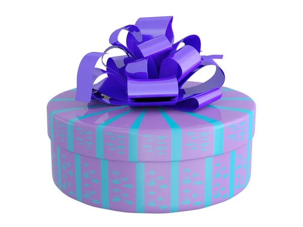 Big blue with a blue ribbon gift — Stock Photo, Image