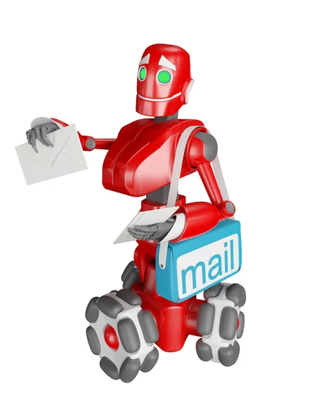 El robot rojo entrega el correo — Foto de Stock