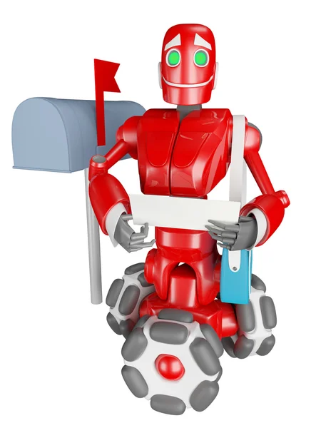 El robot rojo entrega el correo — Foto de Stock