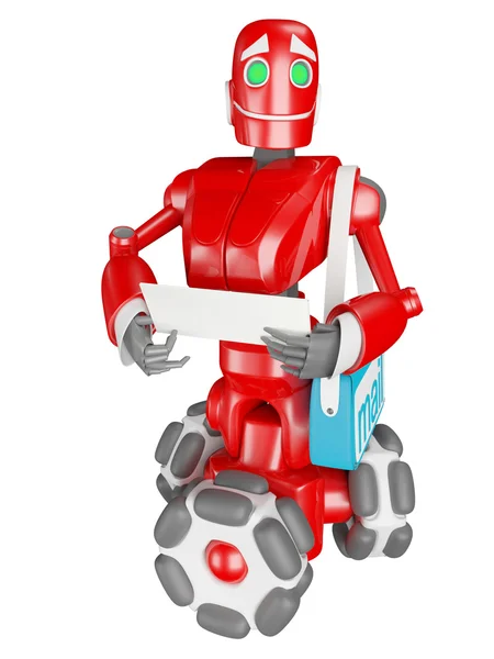 O robô vermelho entrega o correio — Fotografia de Stock