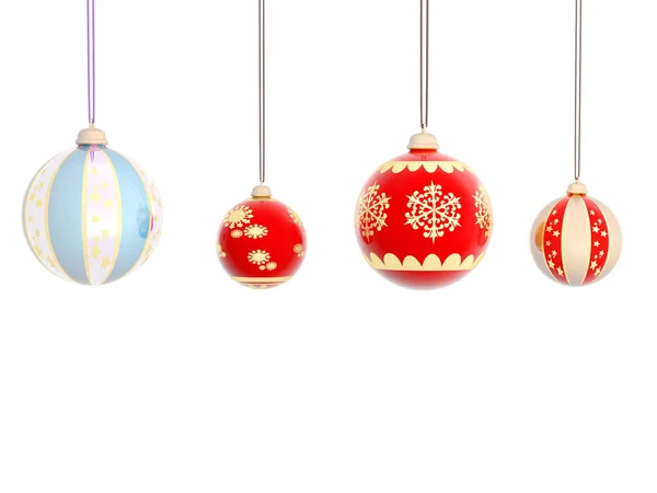 Några juldekorationer, ballonger på vit bakgrund — Stockfoto