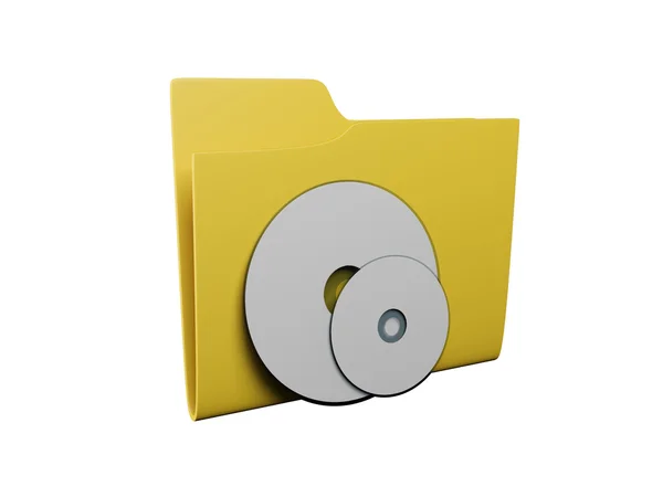 Idén om en ikon en mapp: 3d en gul mapp för musik — Stockfoto