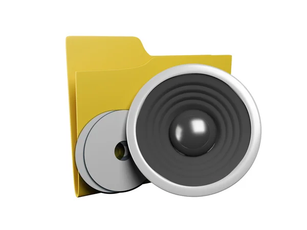 La idea del icono la carpeta: 3d la carpeta amarilla para la música — Foto de Stock