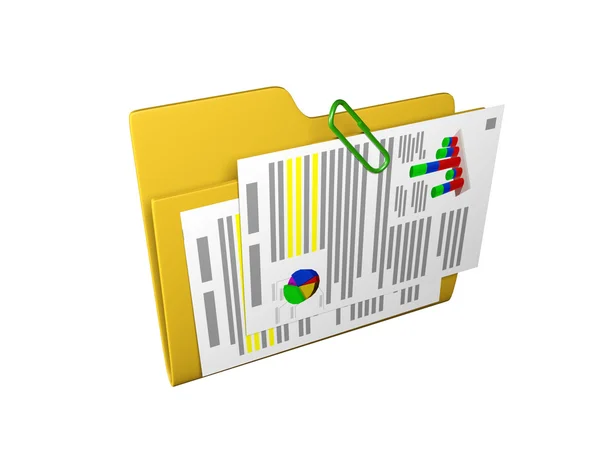 3D egy illusztráció: egy sárga mappát a dokumentumok és jegyzékek Jogdíjmentes Stock Képek