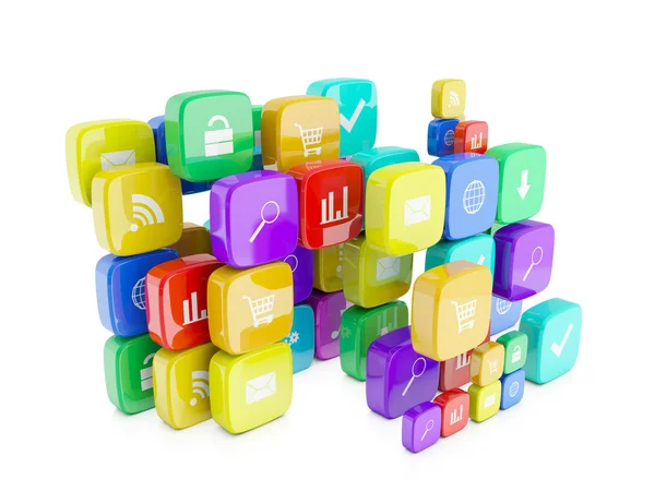 Imagens 3d de ícones para apêndices de telefone — Fotografia de Stock