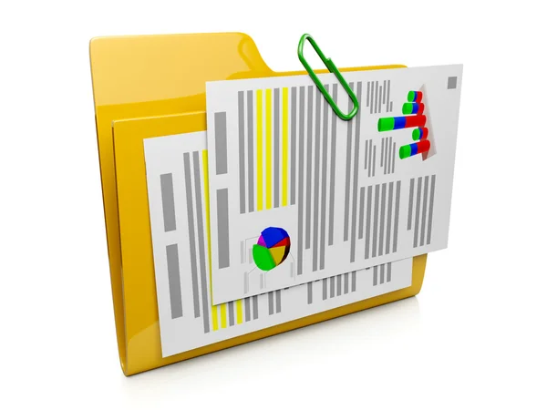 3D-Ordner-Symbol mit den Dokumenten zum Betriebssystem des Computers — Stockfoto