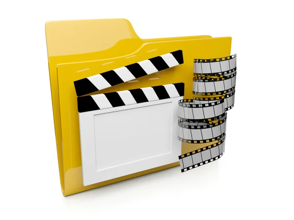 3d folder icon with the video to the computer operating system — Stock Photo, Image