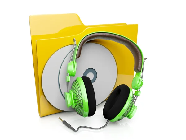 3D-Ordnersymbol mit Audiomusik und Liedern für den Computer op — Stockfoto