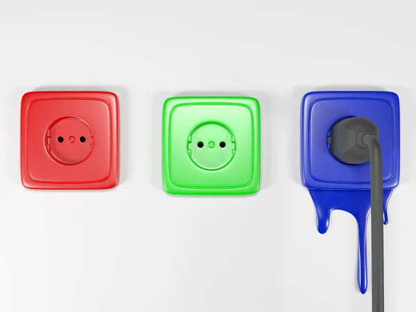 3D en illustration: flerfärgad bygga sockets symboliserar c — Stockfoto