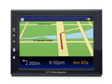 Images 3d: gps-navigator with a card of territory and the specif clipart