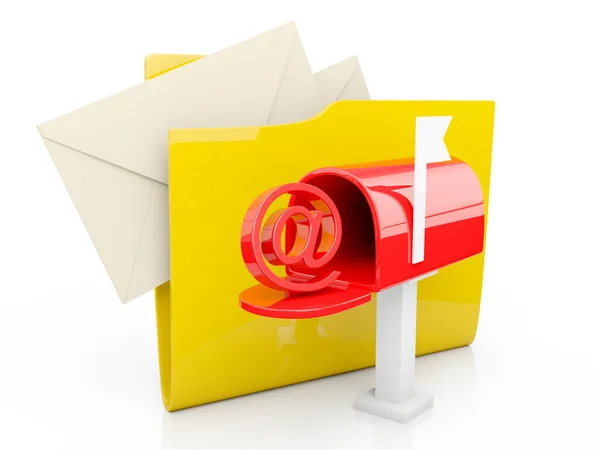Ilustración 3d: buzón de correo icono de la carpeta de la computadora en un backgro blanco — Foto de Stock