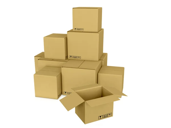 3d image trolley with boxes symbolizing bystrtsyu shipping and w — Stock Photo, Image