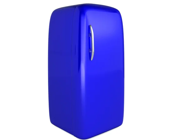 3D Image: Blue refrigerator on a white background — Stock Photo, Image