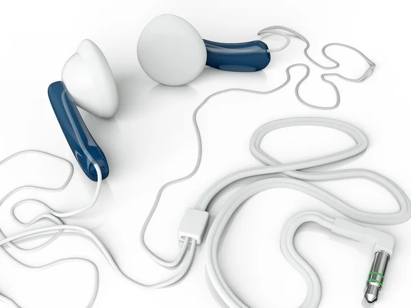 Zdjęcia 3D: białe słuchawki na białym tle — Zdjęcie stockowe