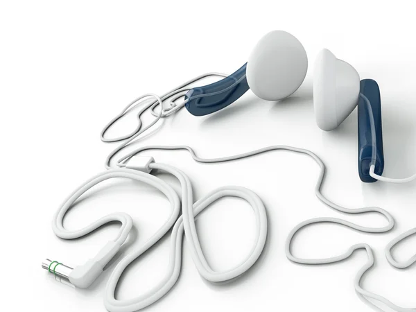 Imagens 3D: fones de ouvido brancos em um fundo branco são — Fotografia de Stock