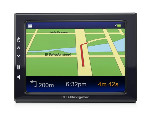Bilder 3d: GPS-Navigator mit einer Karte des Territoriums und des specif Stockfoto