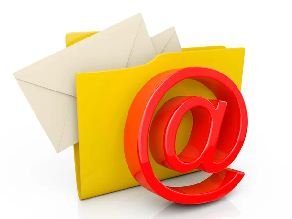 3d illustration: computer folder icon mailbox on a white backgro — Stock Photo, Image
