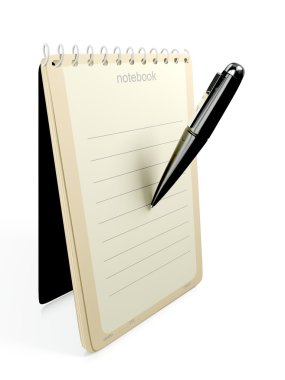 3d illustration: computer notebook with pen icon clipart