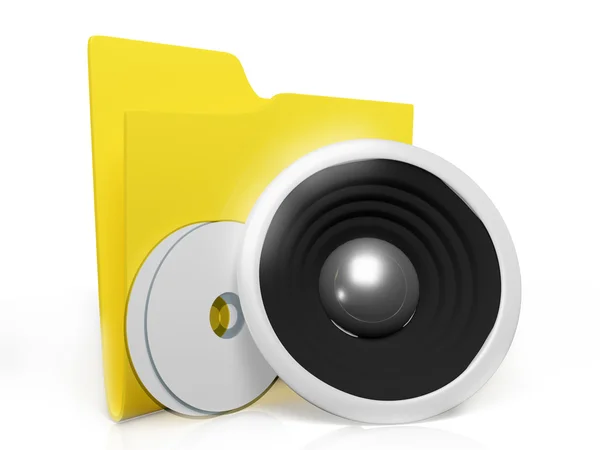 3D illustratie: icoon van geluid in de vorm van twee luidsprekers op een — Stockfoto
