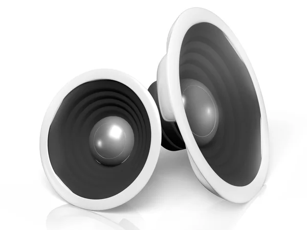3D obrázek: ikonu zvuku v podobě dvou reproduktorů na — Stock fotografie