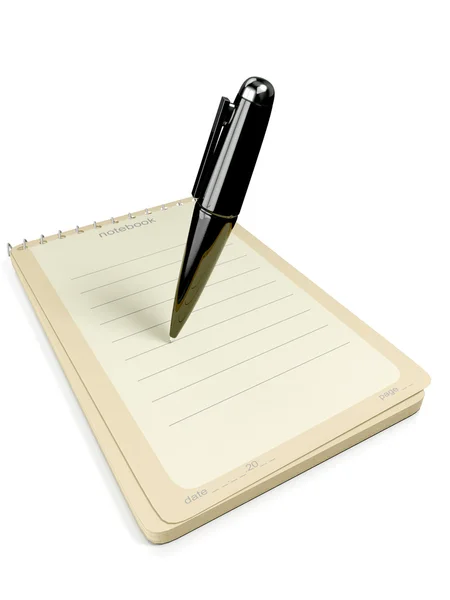 Ilustração 3d: notebook de computador com ícone de caneta — Fotografia de Stock