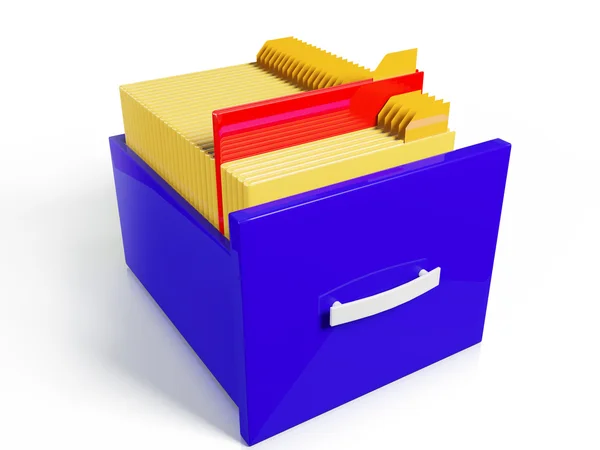 Ilustração 3d: ícone de pasta com os documentos no armário — Fotografia de Stock