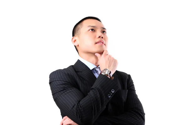 Knappe jonge Aziatische zakenman denken — Stockfoto