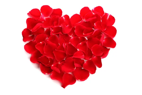 Hermoso corazón de pétalos de rosa roja — Foto de Stock