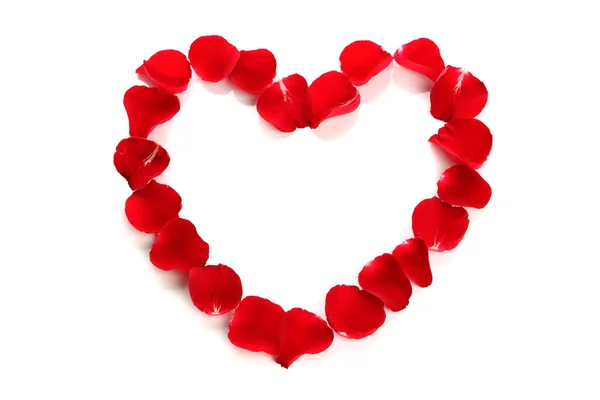Hermoso corazón de pétalos de rosa roja — Foto de Stock