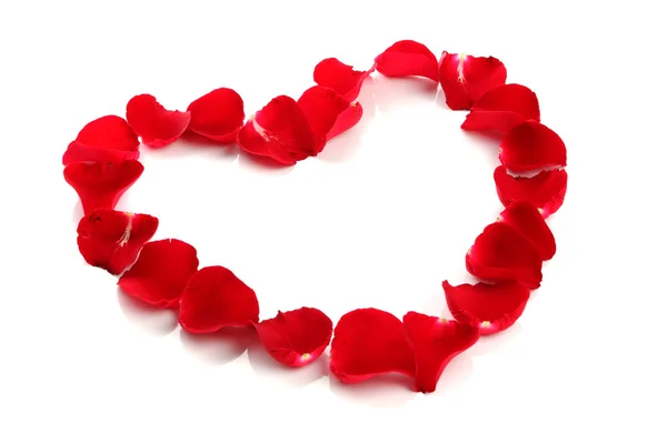 Bellissimo cuore di petali di rosa rossa — Foto Stock
