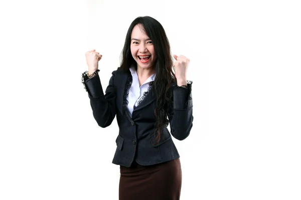 Éxito mujer feliz extático celebrando ser un ganador . —  Fotos de Stock