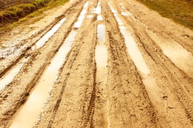 yağmurdan sonra kırsal yol