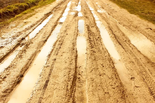 Yağmurdan sonra kırsal yol — Stok fotoğraf
