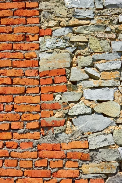 Zeď s cihel a kamene — Stock fotografie