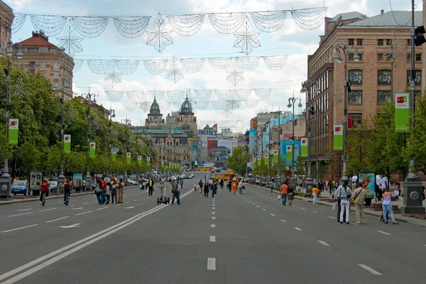 Chresjtsjatyk. de centrale straat van Kiev, de hoofdstad van Oekraïne — Stockfoto