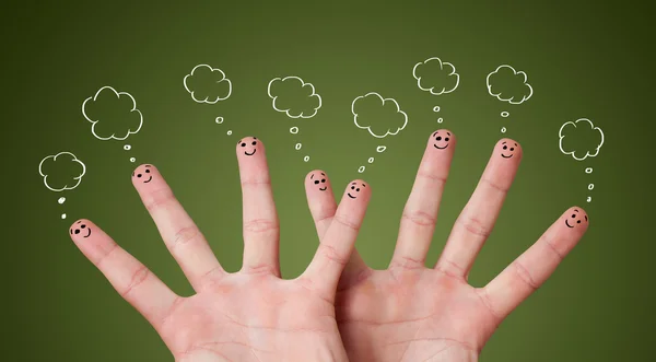 Sorrisos dedo engraçado com bolhas — Fotografia de Stock