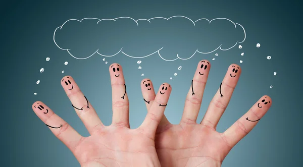 Happy group of finger smileys — Stock Photo, Image