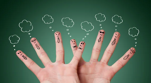 Divertido dedo emoticonos con burbujas — Foto de Stock