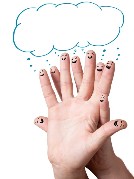Sonrisas de dedo con burbujas de habla . — Foto de Stock