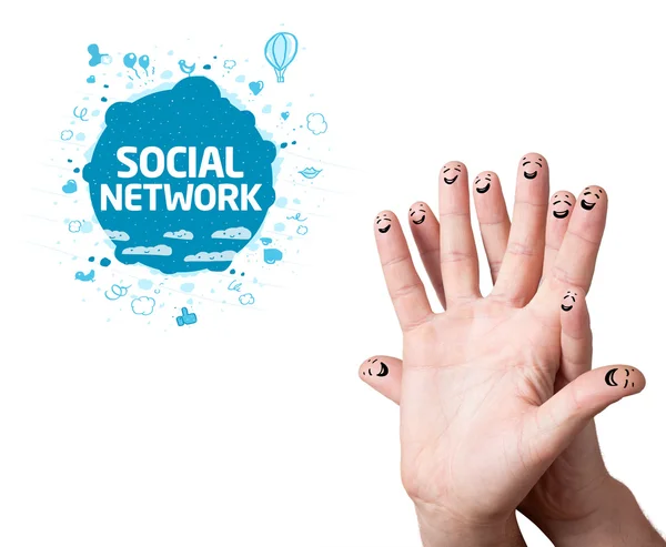 Sorrisi delle dita con segno di social network — Foto Stock