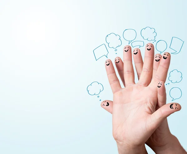 Finger smileys with speech bubbles. — Stock Photo, Image
