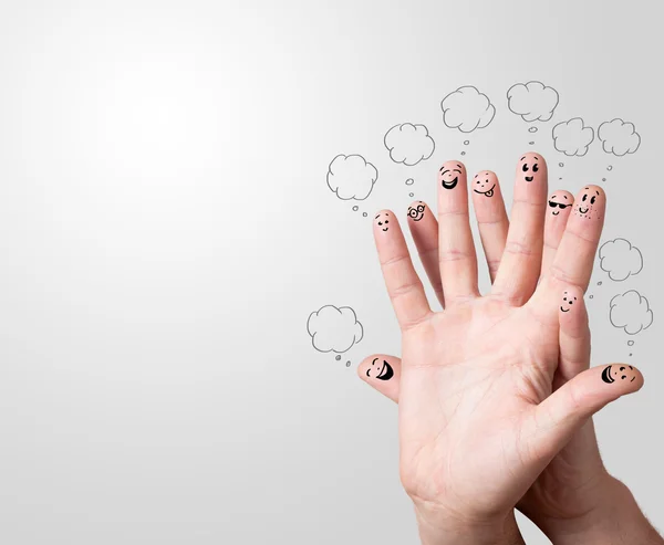 Sorrisos de dedo com bolhas de fala . — Fotografia de Stock