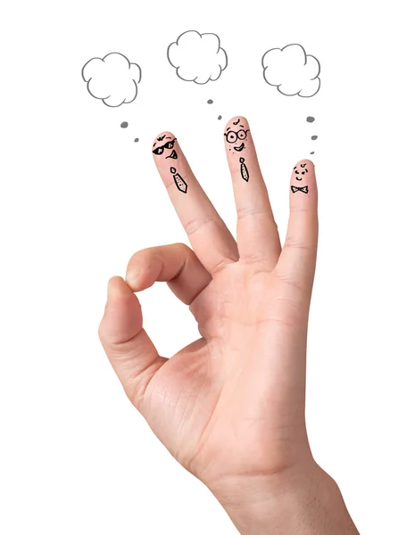 Feliz ok dedos con burbujas de habla y signos — Foto de Stock