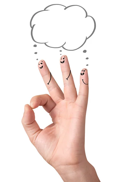 Glad ok fingrar med pratbubblor och tecken — Stockfoto