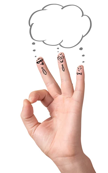 Heureux ok doigts avec des bulles de parole et des signes — Photo