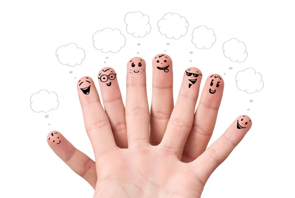 Finger-Smileys mit Sprechblasen. — Stockfoto