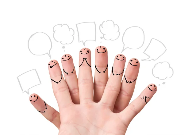 Δάχτυλο φατσούλες με Συννεφάκια ομιλίας. — Φωτογραφία Αρχείου