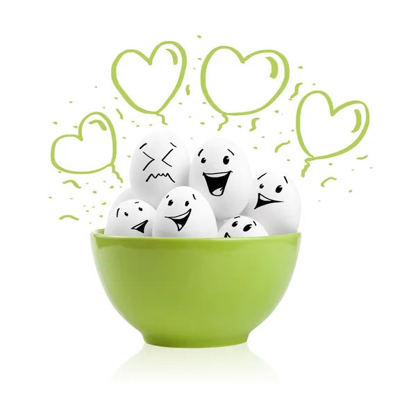 stock image Happy painted eggs in a bowl