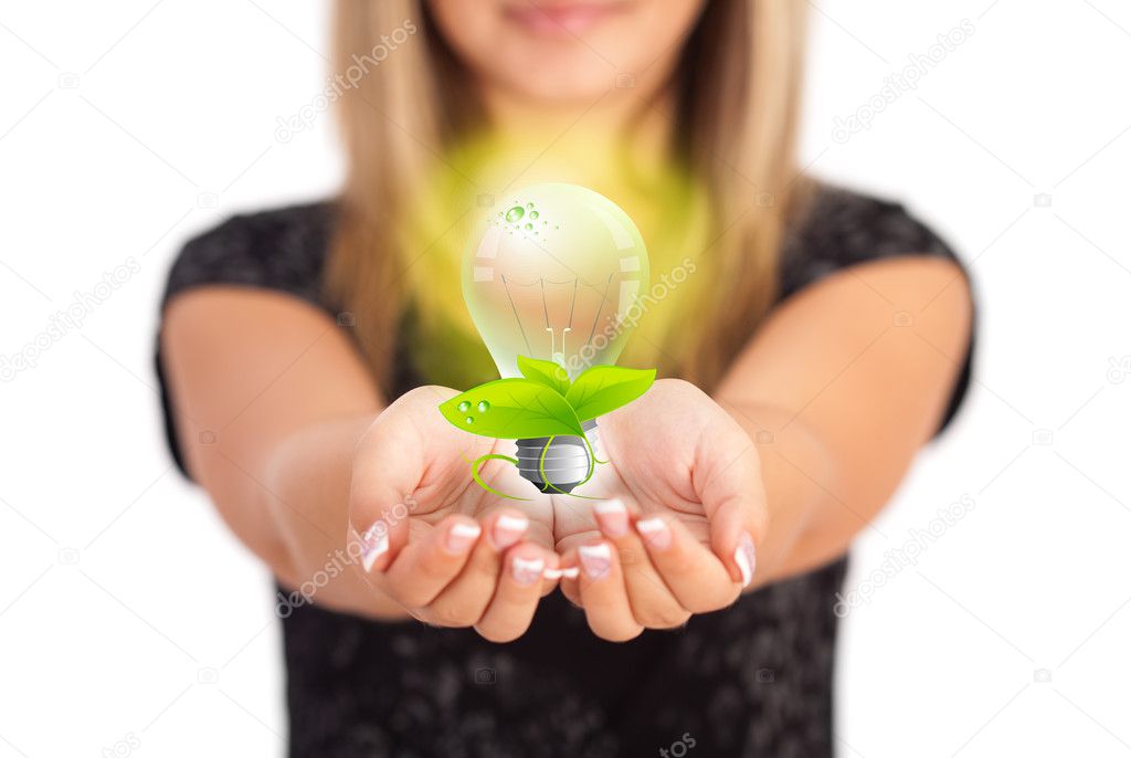 Woman hands holding ECO sign