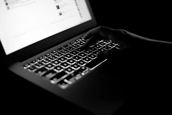 stock image Computer keyboard with typing hands